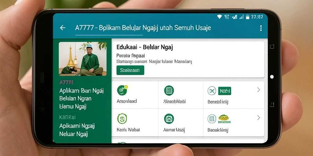Tampilan antarmuka A7777 yang menarik dan user-friendly untuk belajar ngaji.