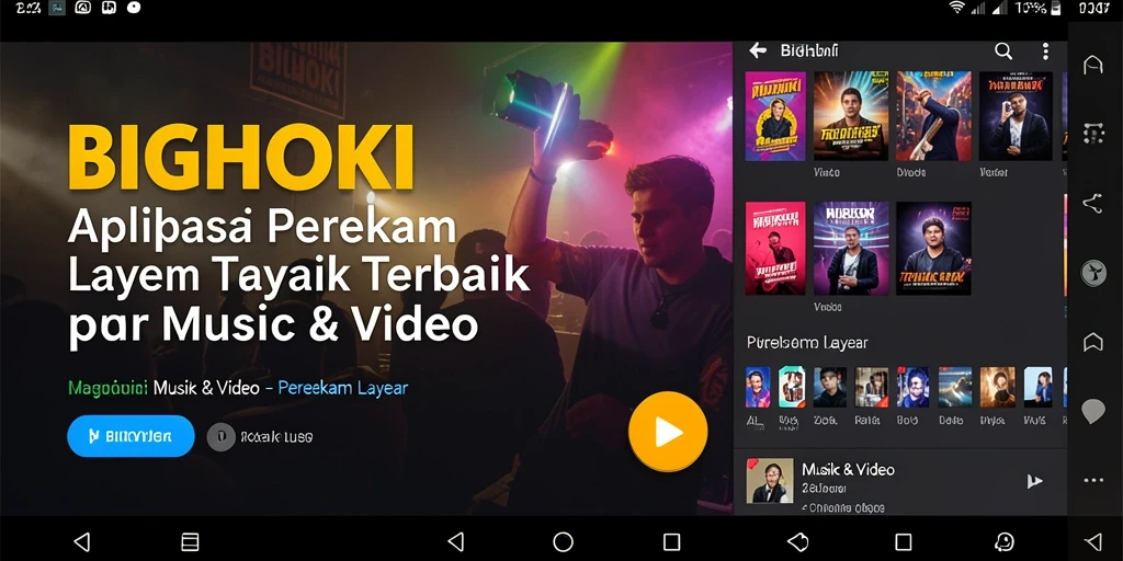 Tampilan antarmuka BIGHOKI saat merekam layar dengan fitur lengkap.
