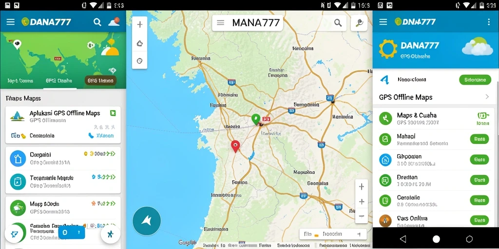Antarmuka DANA777 menampilkan fungsi GPS Offline Maps yang intuitif dan mudah digunakan.