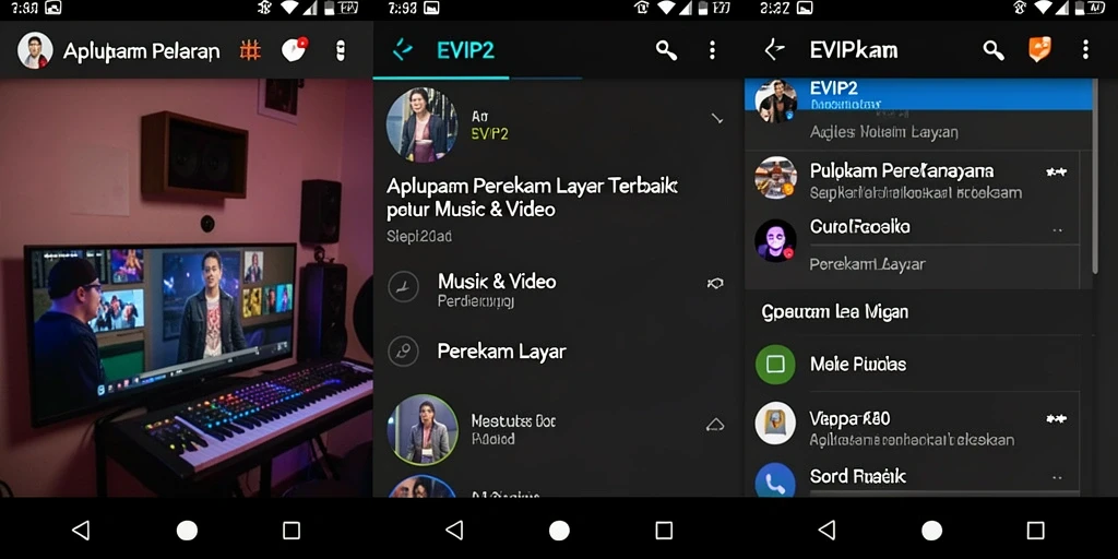 Tampilan antarmuka pengguna EVIP2 saat merekam layar dengan fitur perekaman.