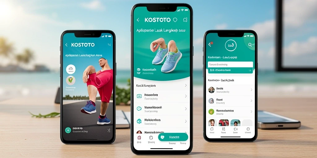 Screenshot antarmuka aplikasi KOSTOTO menampilkan fitur lacak langkah yang intuitif.