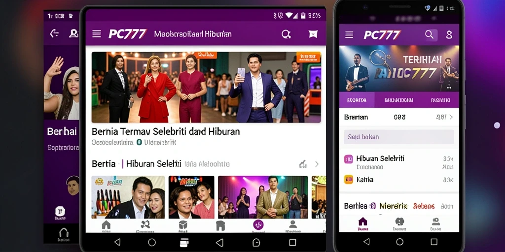 Tampilan utama PC777 dengan berita selebriti terbaru.