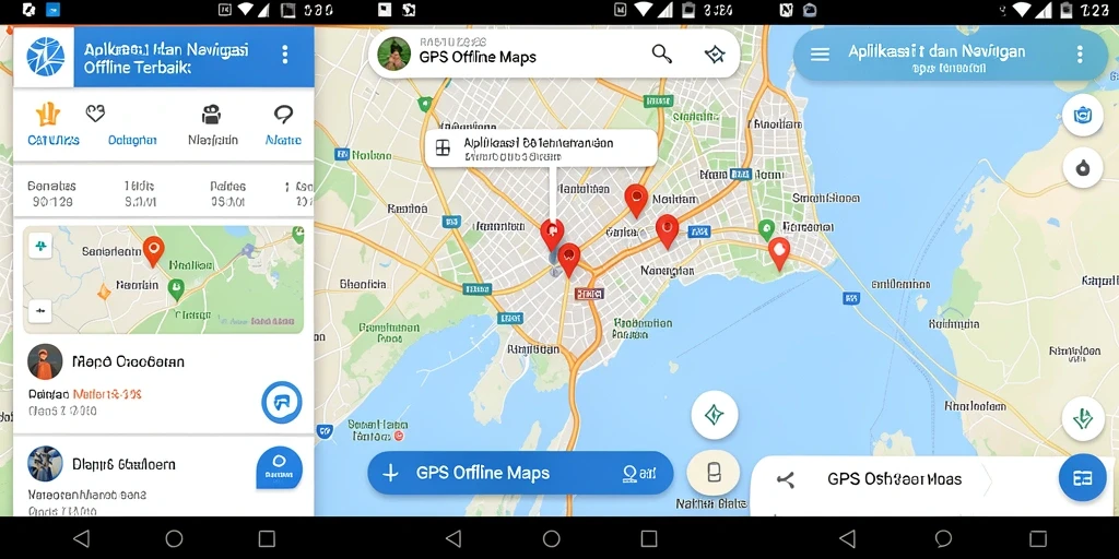 Antarmuka aplikasi RATU123 dengan fitur GPS Offline Maps.