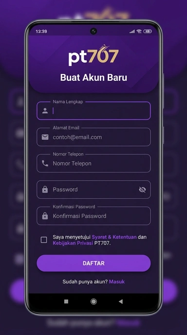Panduan Registrasi Akun Baru pt707 di Android